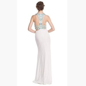 COYA COLLECTION Beaded Sheath Evening Dress with Slit formal women’s size XS